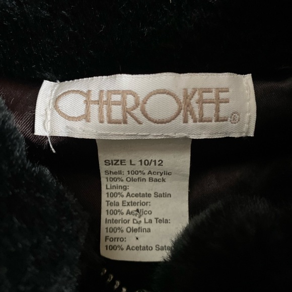 Cherokee Black Fuzzy Women Jacket Coat, Size Large 10/12 - Picture 5 of 5